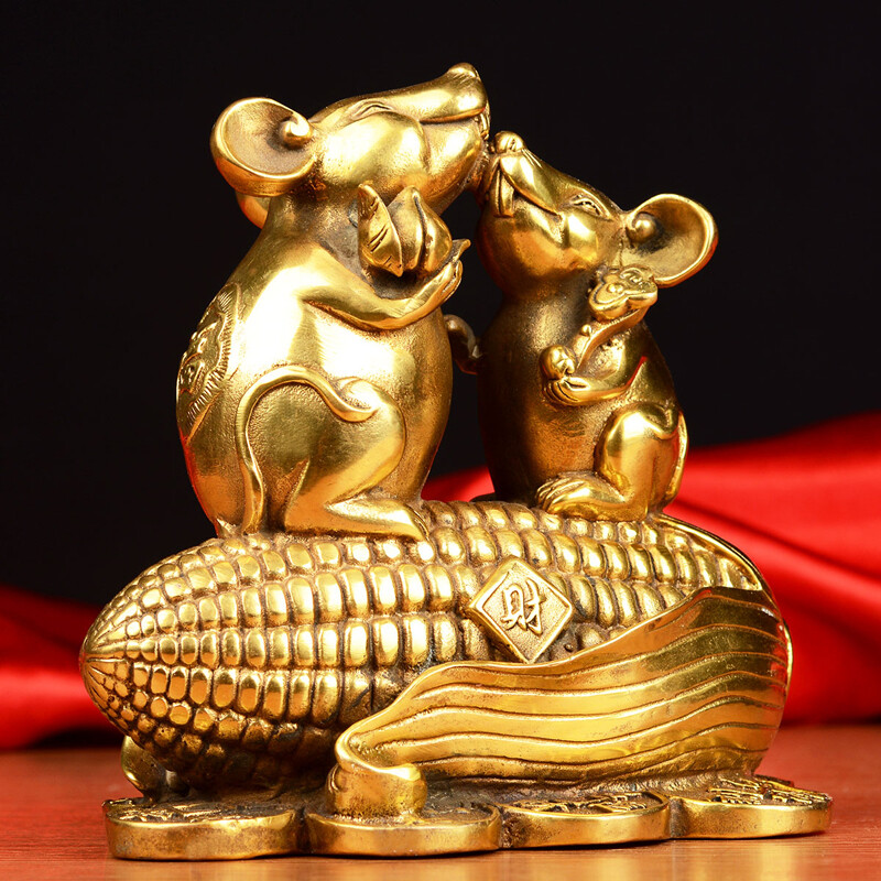 宏圖好運 黃銅生肖鼠擺件——金錢與豐收的家居藝術(shù)